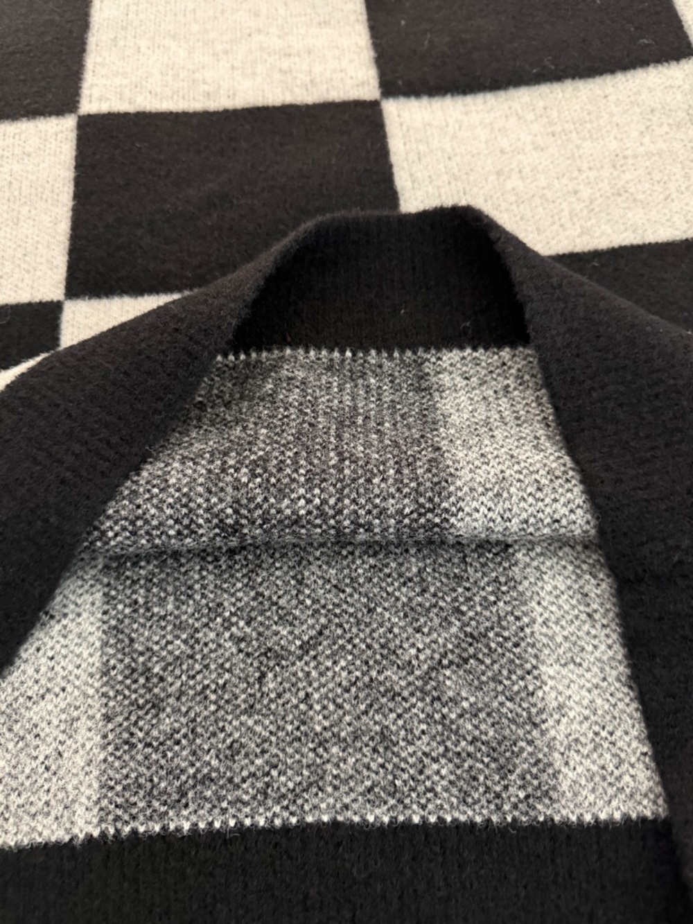 Moa Moa Black White Checkered Oversized Modern Soft Sweater Size L NWOT - Picture 14 of 16